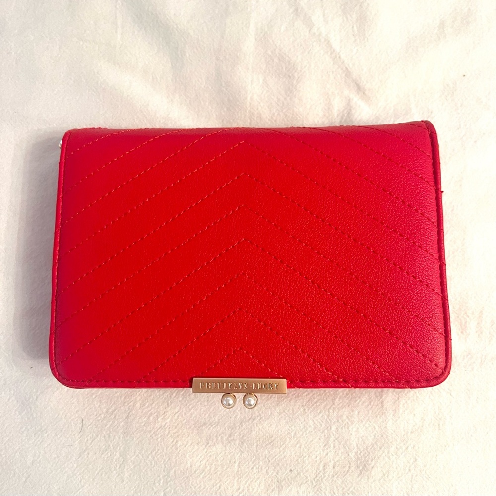 NWT Hot Red Leather Clutch Crossbody Bag